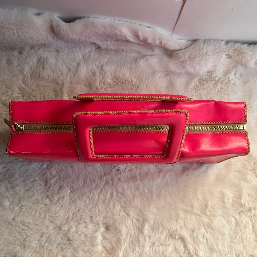 Bright Pink Vegan Leather Handbag with Top Handle